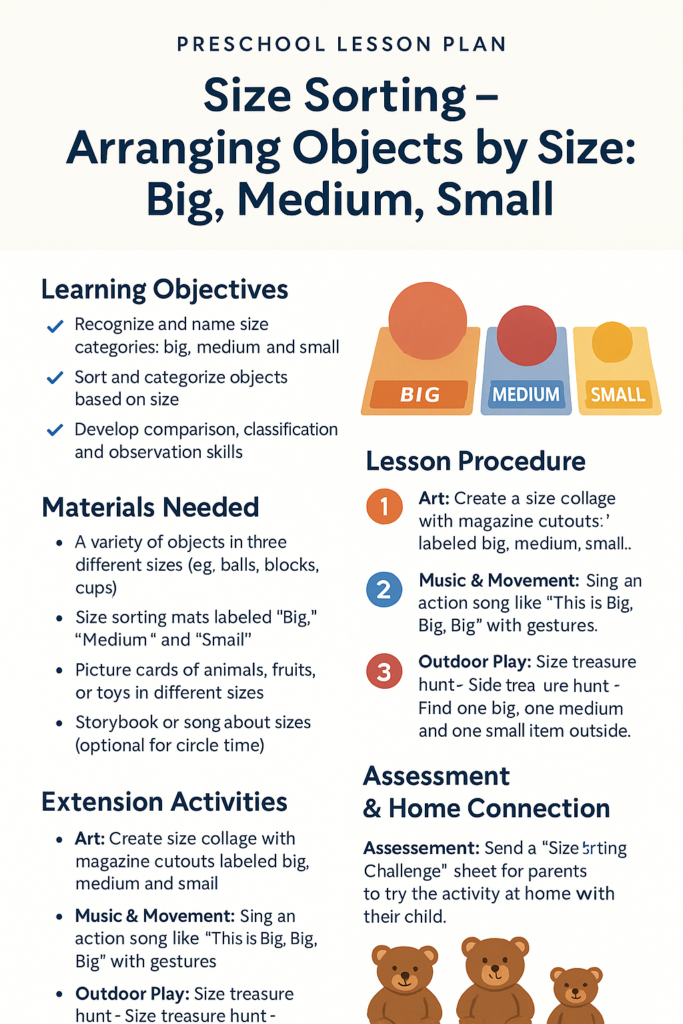 Size Sorting Preschool Lesson Plan